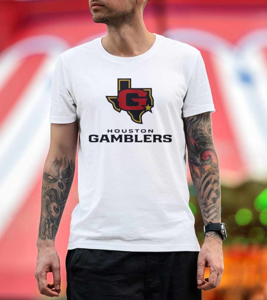Houston Gamblers Texas Outline G Star Emblem T-Shirt