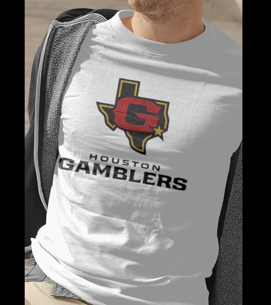 Houston Gamblers Texas Outline G Star Emblem T-Shirt