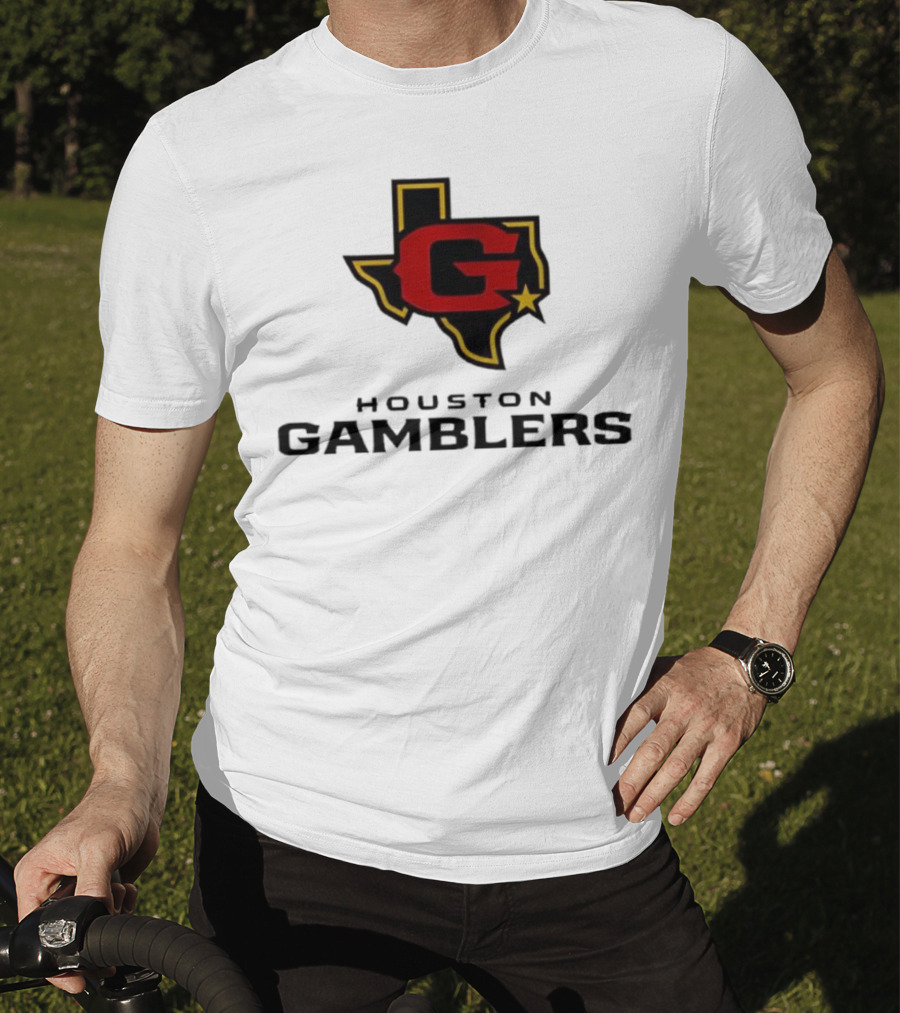 Houston Gamblers Texas Outline G Star Emblem T-Shirt