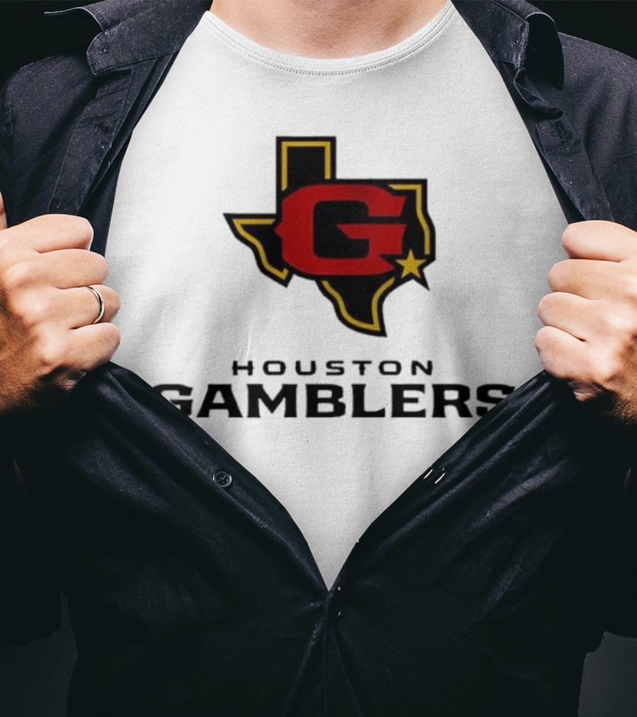 Houston Gamblers Texas Outline G Star Emblem T-Shirt