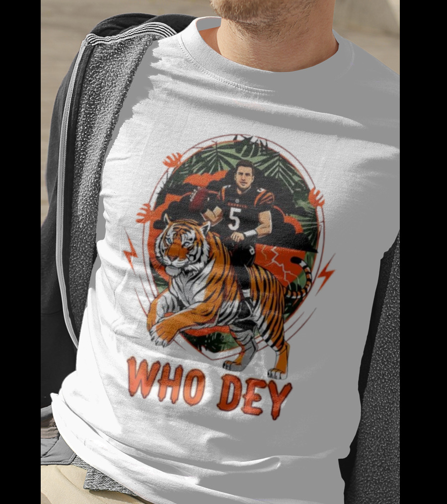 Joe Flacco Cincinnati Bengals Tiger Ride Who Dey Jungle Football T-Shirt