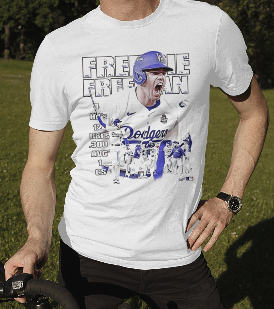 Los Angeles Dodgers Freddie Freeman HR 12 RBIs 300 AVG 1 GS T-Shirt
