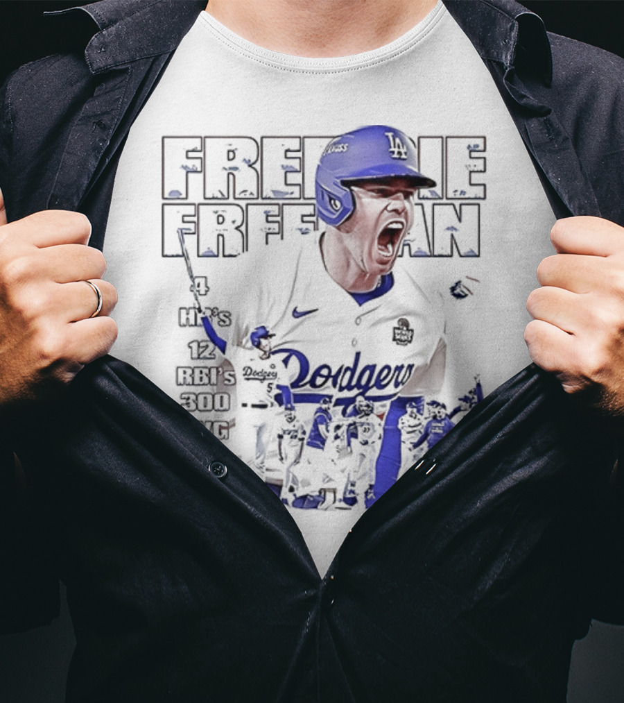 Los Angeles Dodgers Freddie Freeman HR 12 RBIs 300 AVG 1 GS T-Shirt