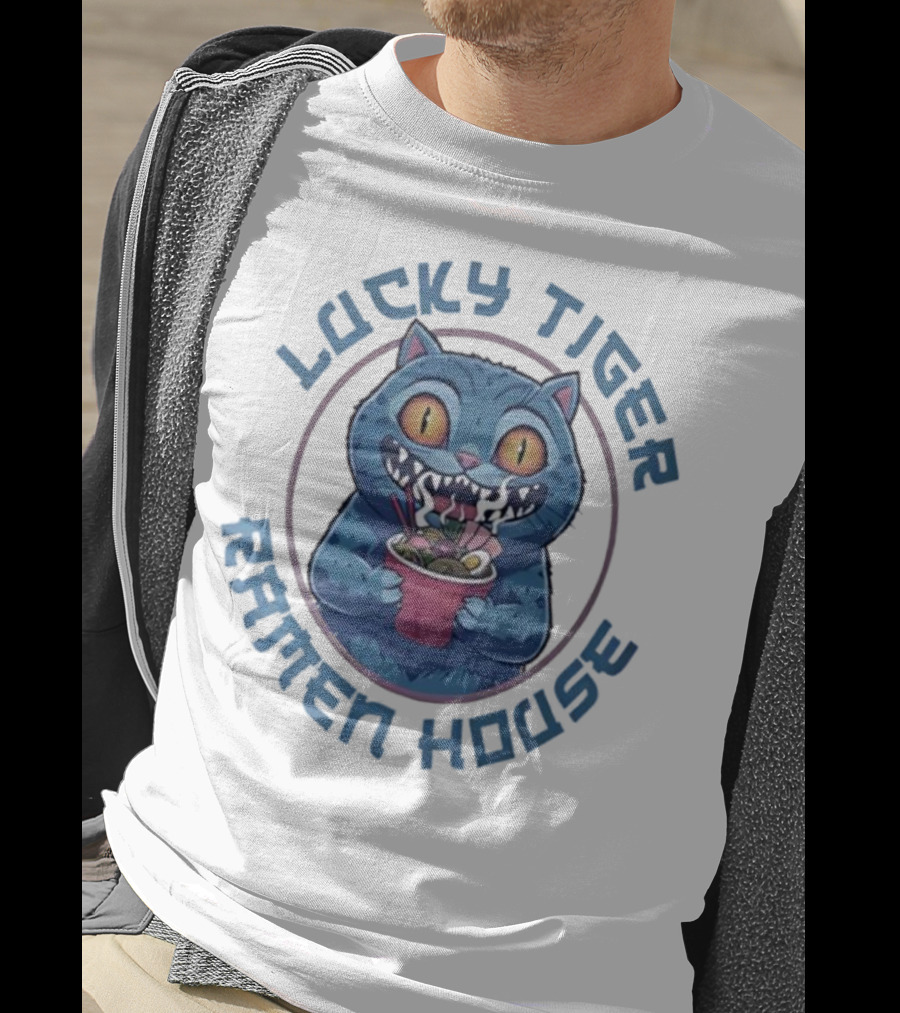 Lucky Tiger Ramen House Kpop Demon Hunters Derpy The Tiger Cartoon Cat Noodles T-Shirt