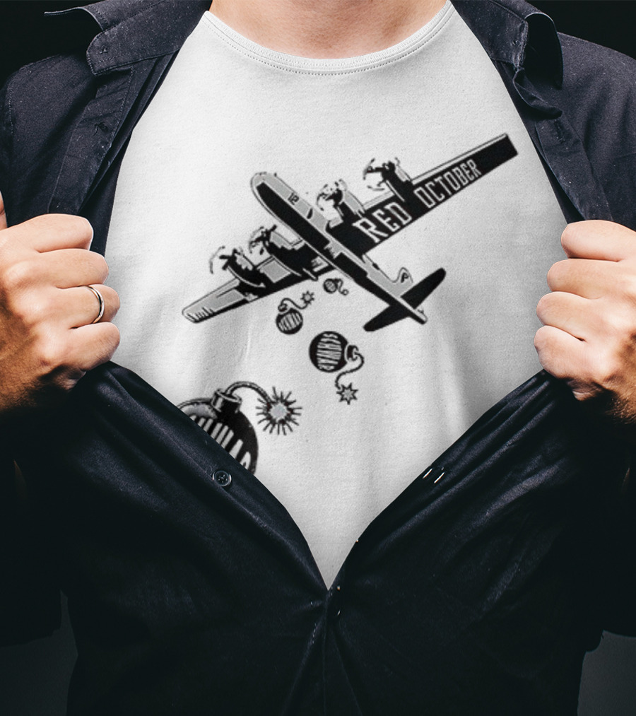 Philadelphia Phillies Red October Schwarbombs Away City Skyline Airplane رسالة قصف Blimp Explosion T-Shirt