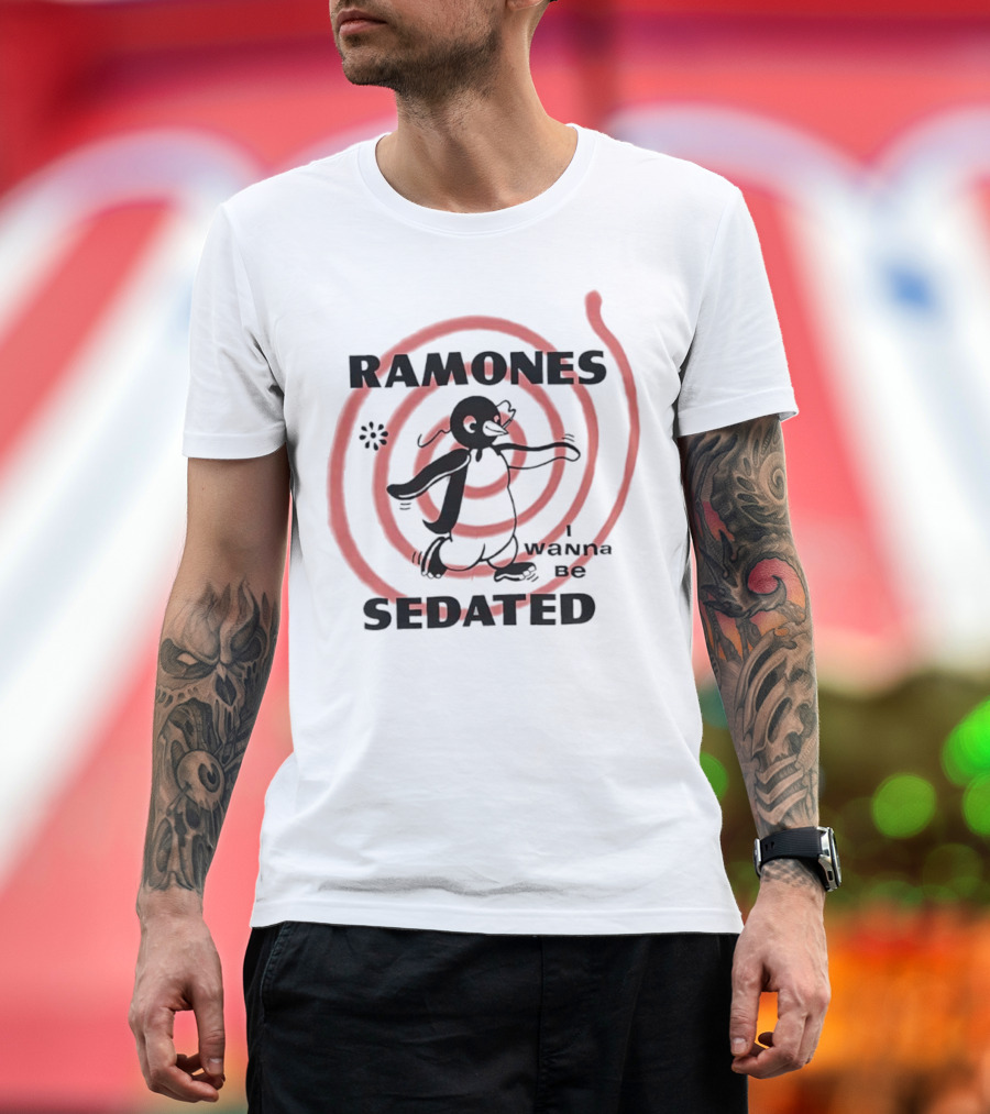 Ramones I Wanna Be Sedated Spiraling Cartoon Character T-Shirt