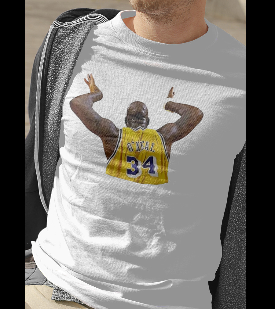 Shaquille O'Neal 34 Los Angeles Lakers Basketball Iconic Celebration T-Shirt