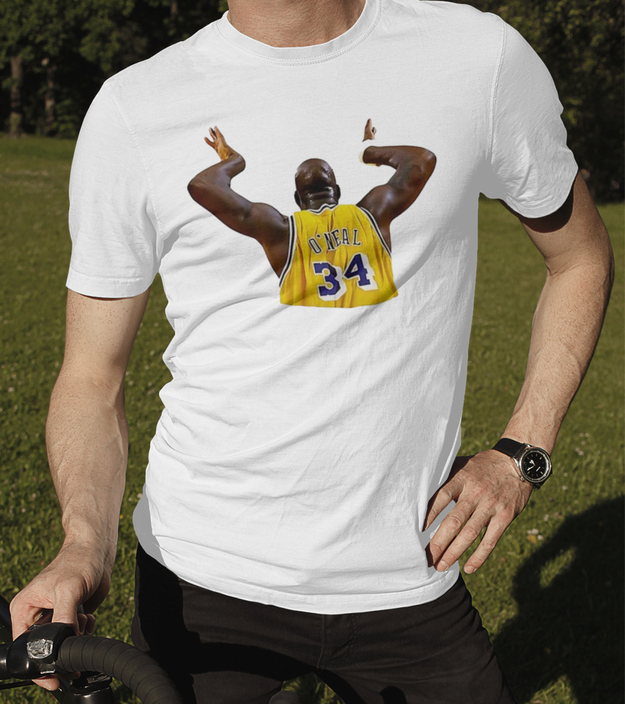 Shaquille O'Neal 34 Los Angeles Lakers Basketball Iconic Celebration T-Shirt