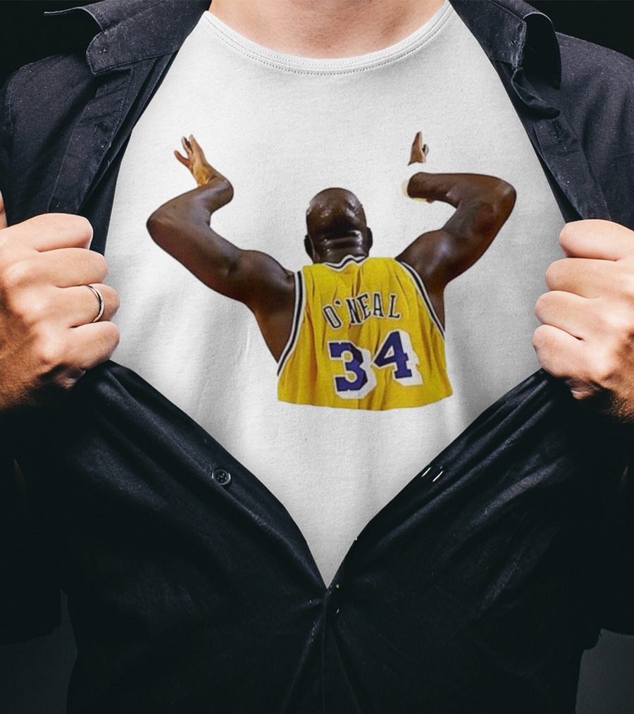 Shaquille O'Neal 34 Los Angeles Lakers Basketball Iconic Celebration T-Shirt