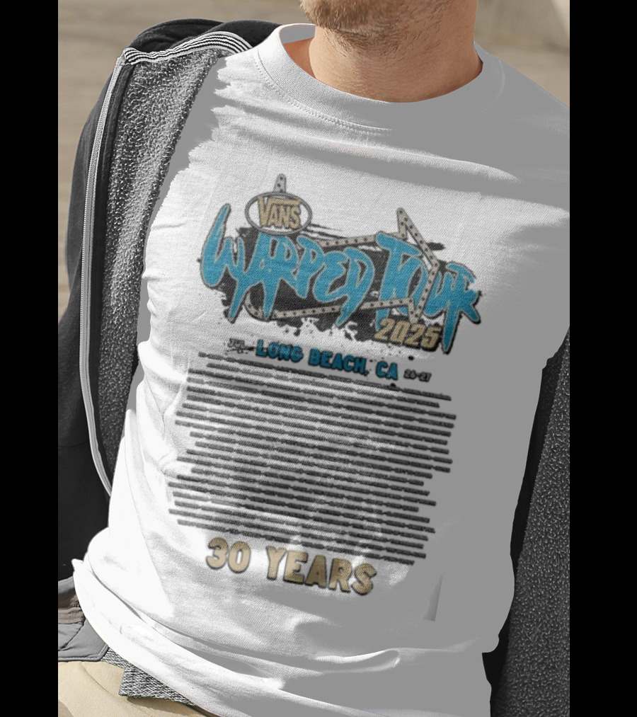 Vans Warped Tour 2025 Long Beach CA 30 Years Lineup T-Shirt