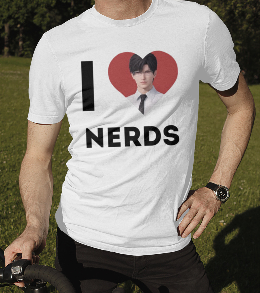 I Love Nerds Anime Character Glasses And Suit T-Shirt
