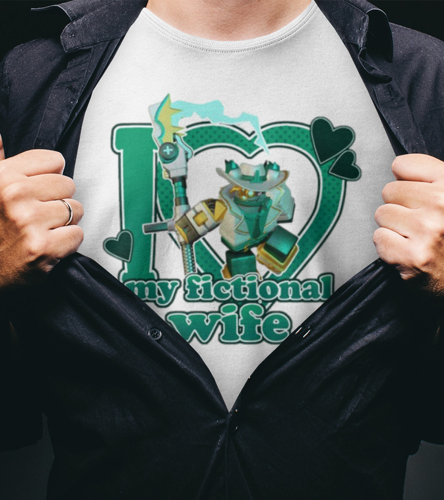 Kimmada Phighting Scythe I Love My Fictional Wife Iconic Robot And Heart Design T-Shirt