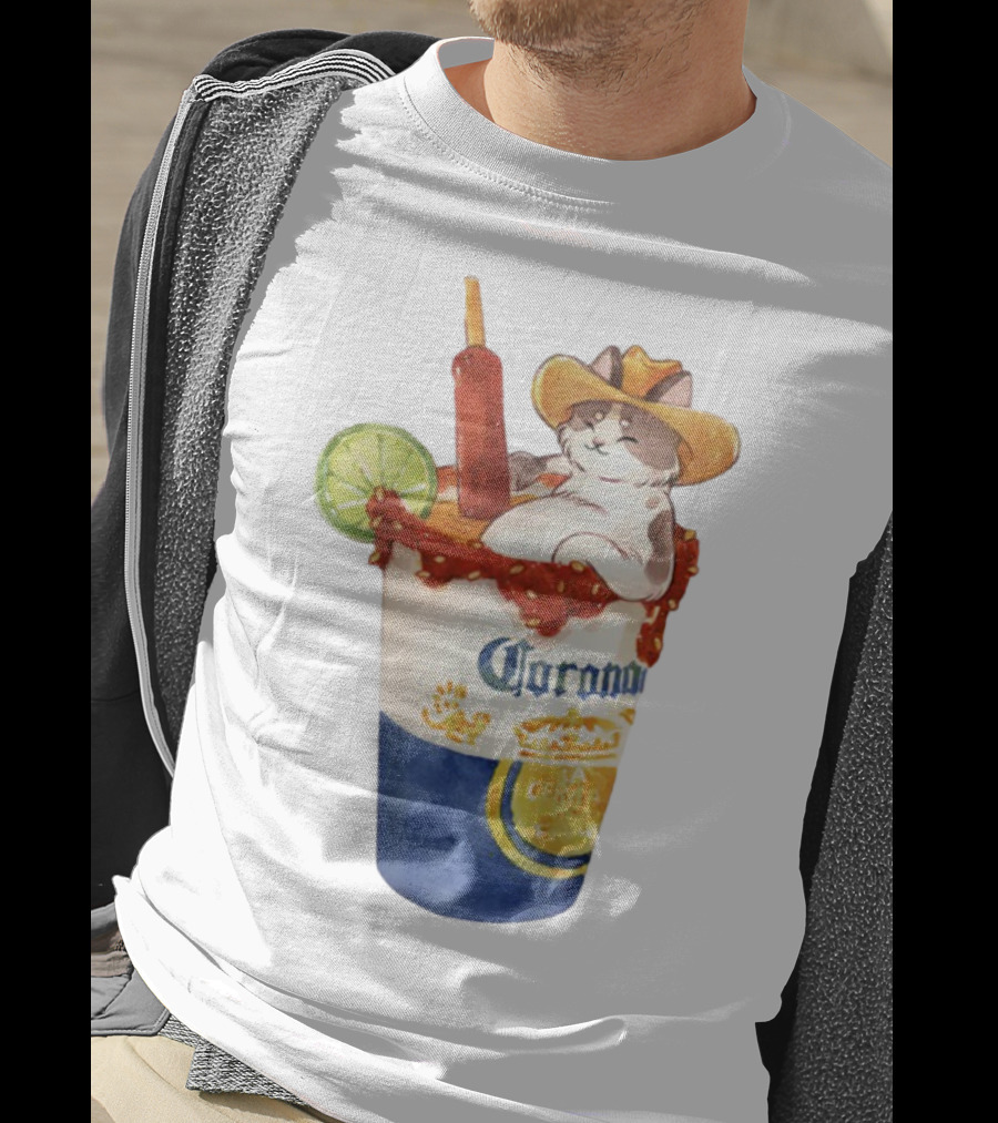 Michelada Vanilla Ryder Cat With Cowboy Hat In Corona Cup With Lime And Chamoy T-Shirt