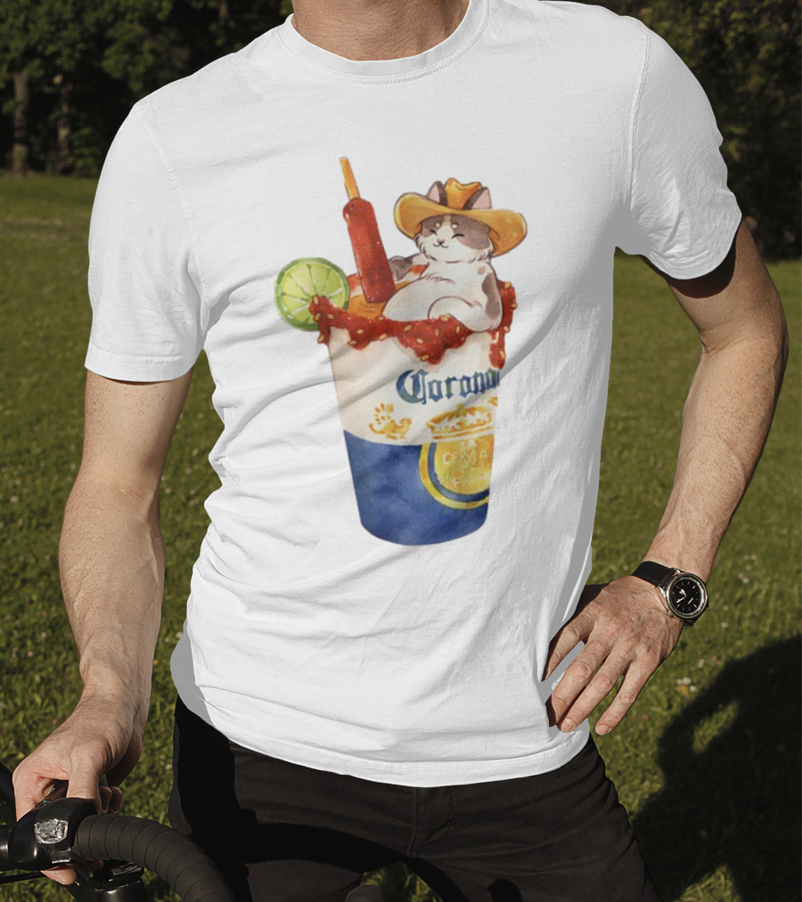 Michelada Vanilla Ryder Cat With Cowboy Hat In Corona Cup With Lime And Chamoy T-Shirt
