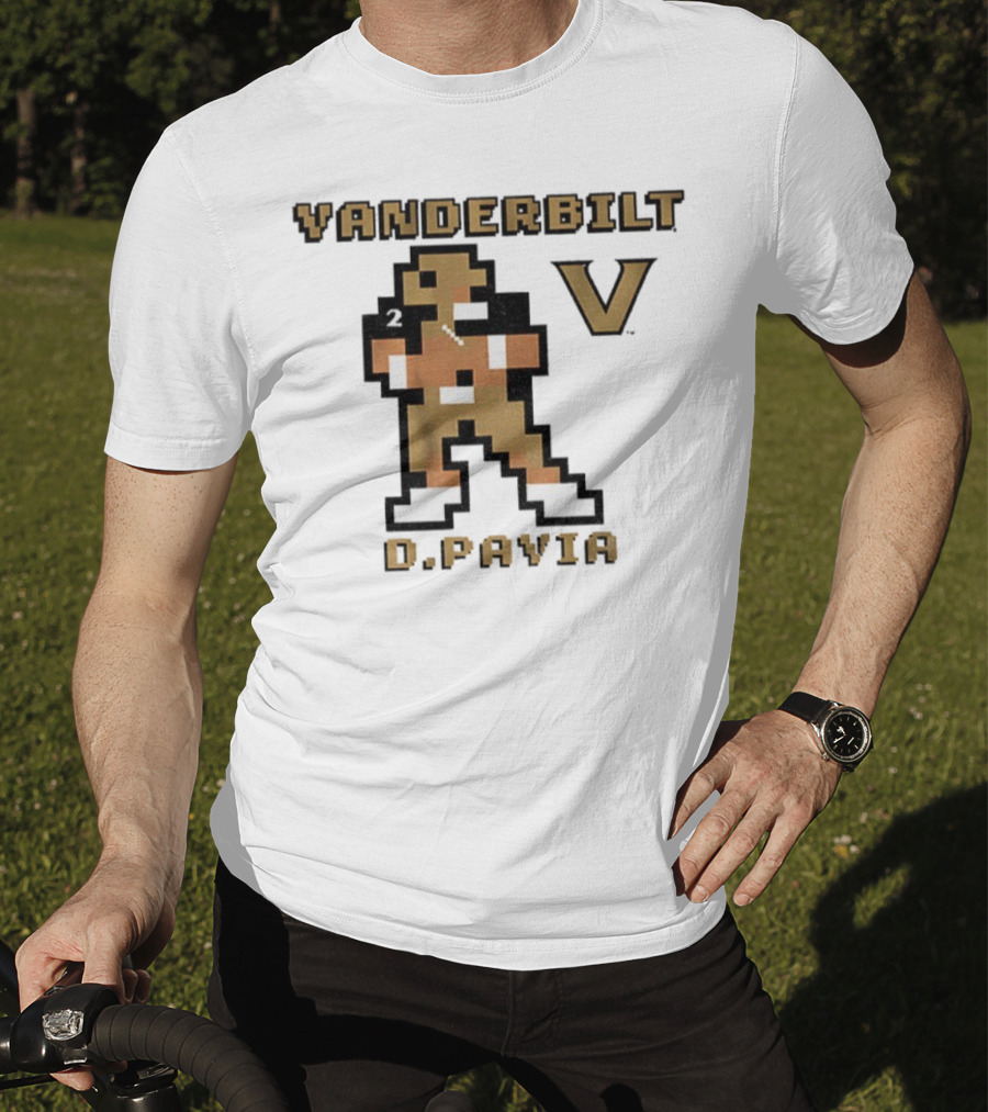 Vanderbilt Commodores D. Pavia 8-Bit Retro Football V Pixel Art T-Shirt