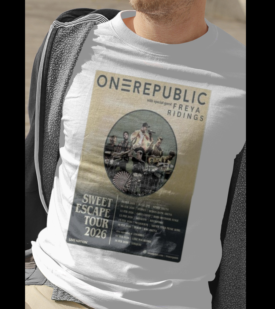 ONEREPUBLIC Sweet Escape Tour Australia New Zealand 2026 Special Guest Freya Ridings T-Shirt