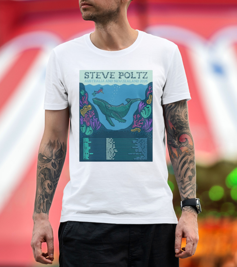 Steve Poltz Australia New Zealand Tour 2026 Concert Dates Underwater Theme T-Shirt