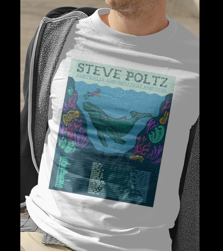 Steve Poltz Australia New Zealand Tour 2026 Concert Dates Underwater Theme T-Shirt