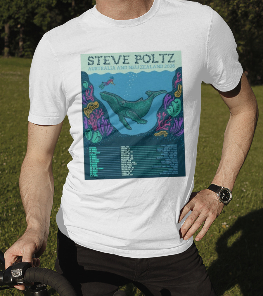 Steve Poltz Australia New Zealand Tour 2026 Concert Dates Underwater Theme T-Shirt