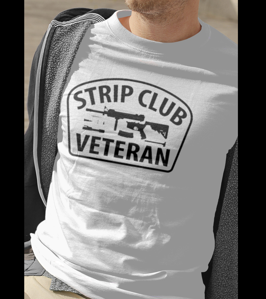 Strip Club Veteran Rifle Graphic Military Style T-Shirt