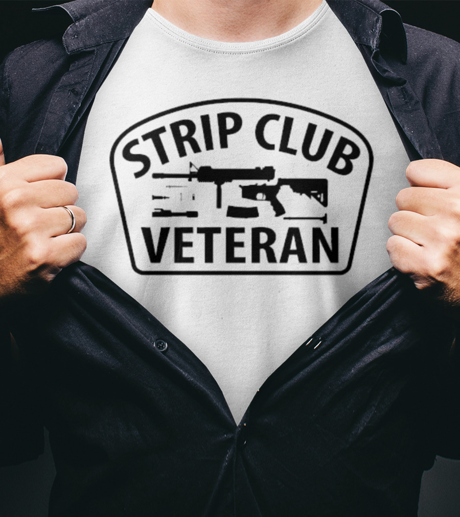 Strip Club Veteran Rifle Graphic Military Style T-Shirt