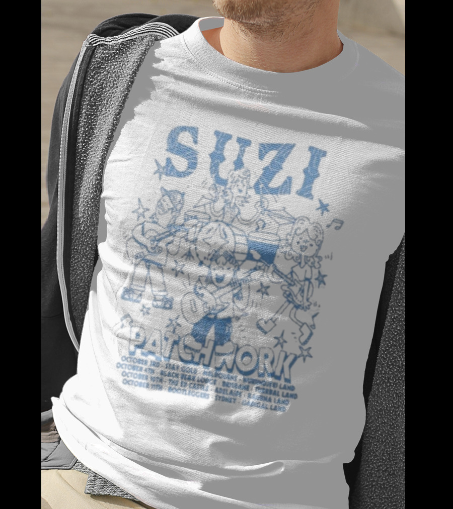 Suzi Patchwork Tour 2025 Cartoon Band Illustration T-Shirt