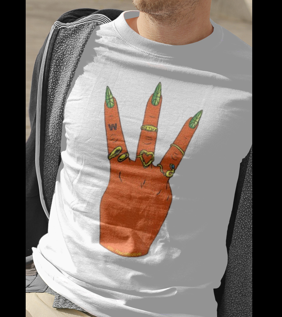 W Basketball Three Fingers Orange Hand Gesture Logo T-Shirt
