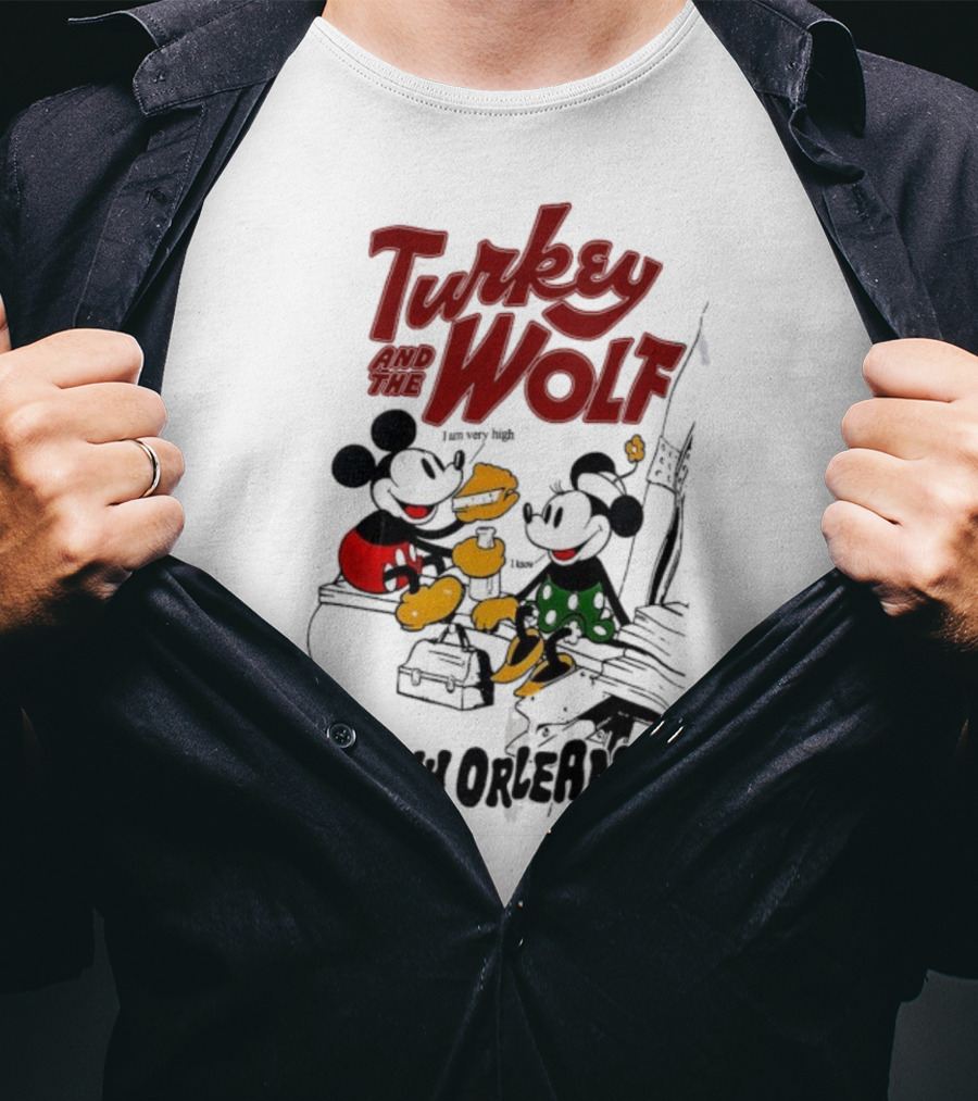 Turkey And The Wolf Mickey Mouse Minnie Mouse New Orleans Cheese T-Shirt