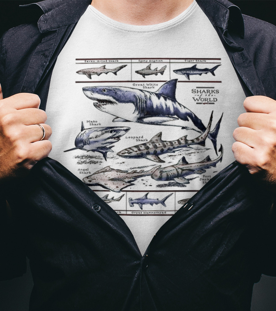 Field Guide Sharks World Marine Life Species Chart T-Shirt