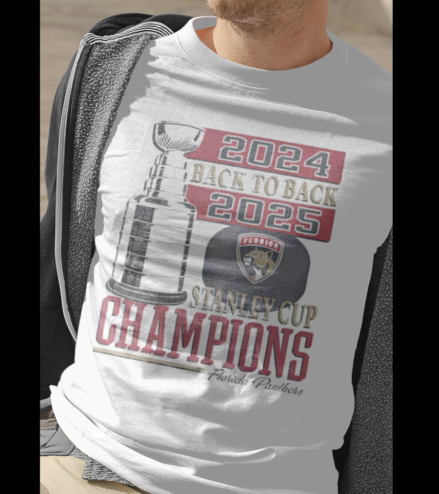 Florida Panthers 2024 2025 Back To Back Stanley Cup Champions Vintage 47 White T-Shirt