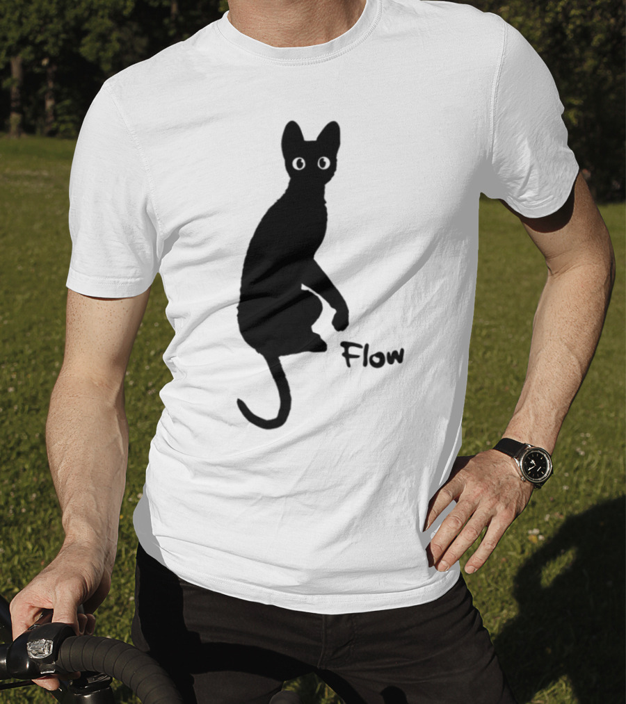 Flow Movie India Ink Cat Silhouette T-Shirt