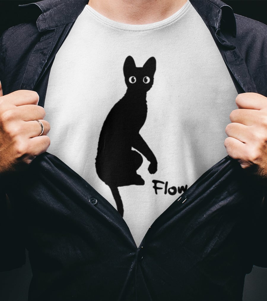 Flow Movie India Ink Cat Silhouette T-Shirt