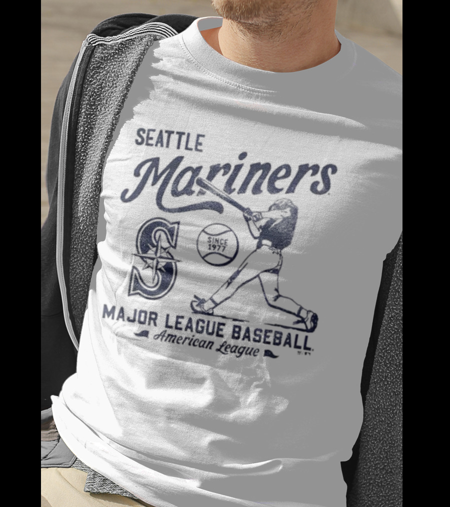 Seattle Mariners Major League Baseball Regional Foundation Slogan Player Silhouette T-Shirt