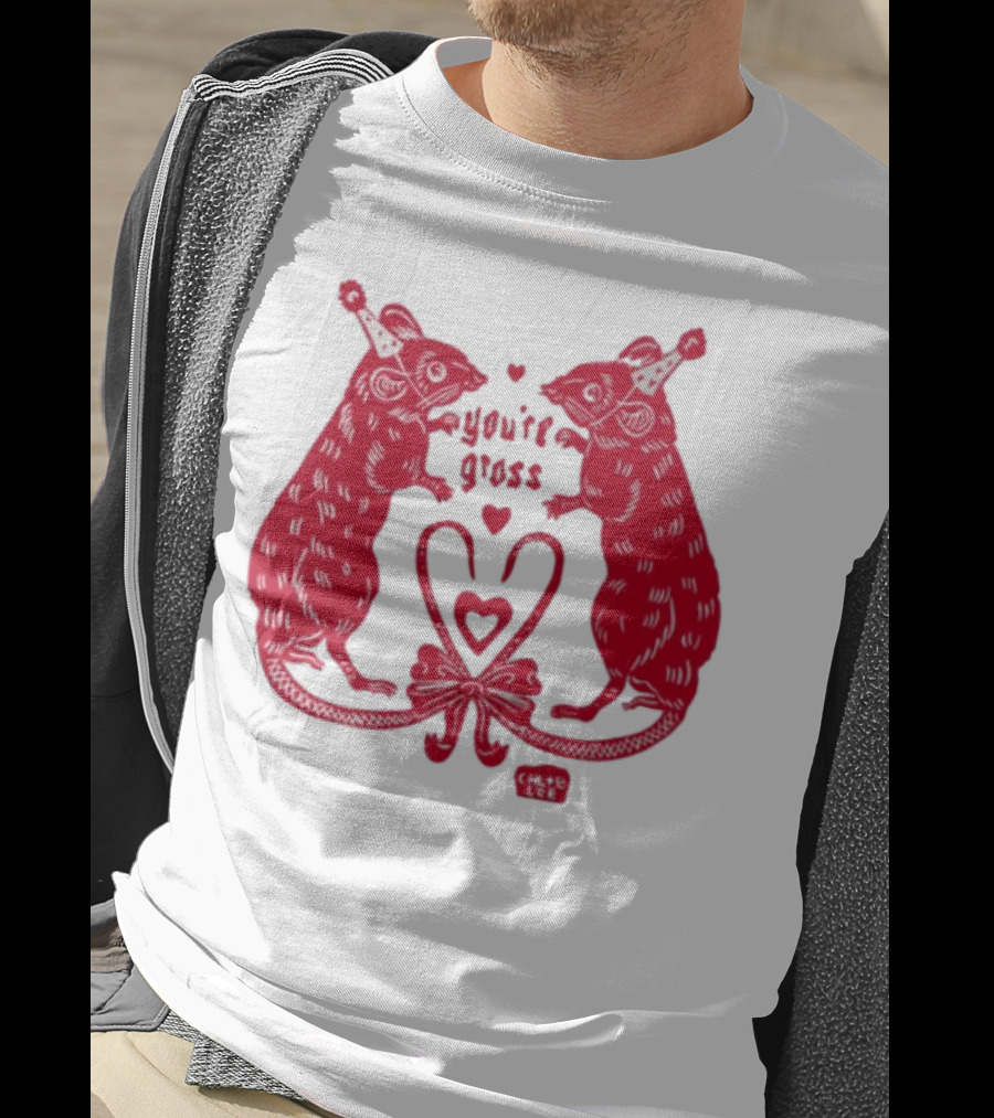 You're Gross Rats Party Hat Love Hearts T-Shirt