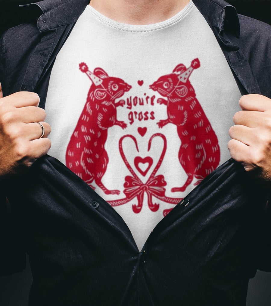 You're Gross Rats Party Hat Love Hearts T-Shirt