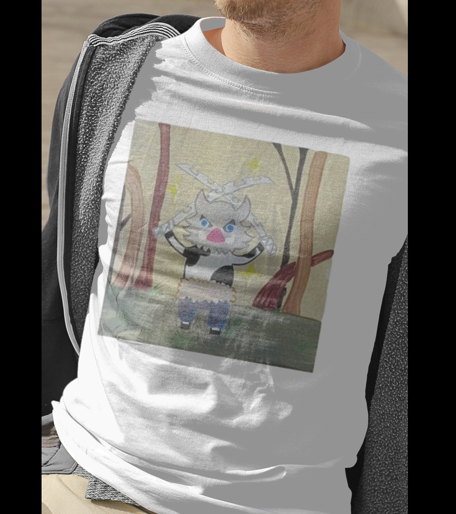 Boarbeef Inosuke Inspired Drawing Two Swords Forest Background T-Shirt