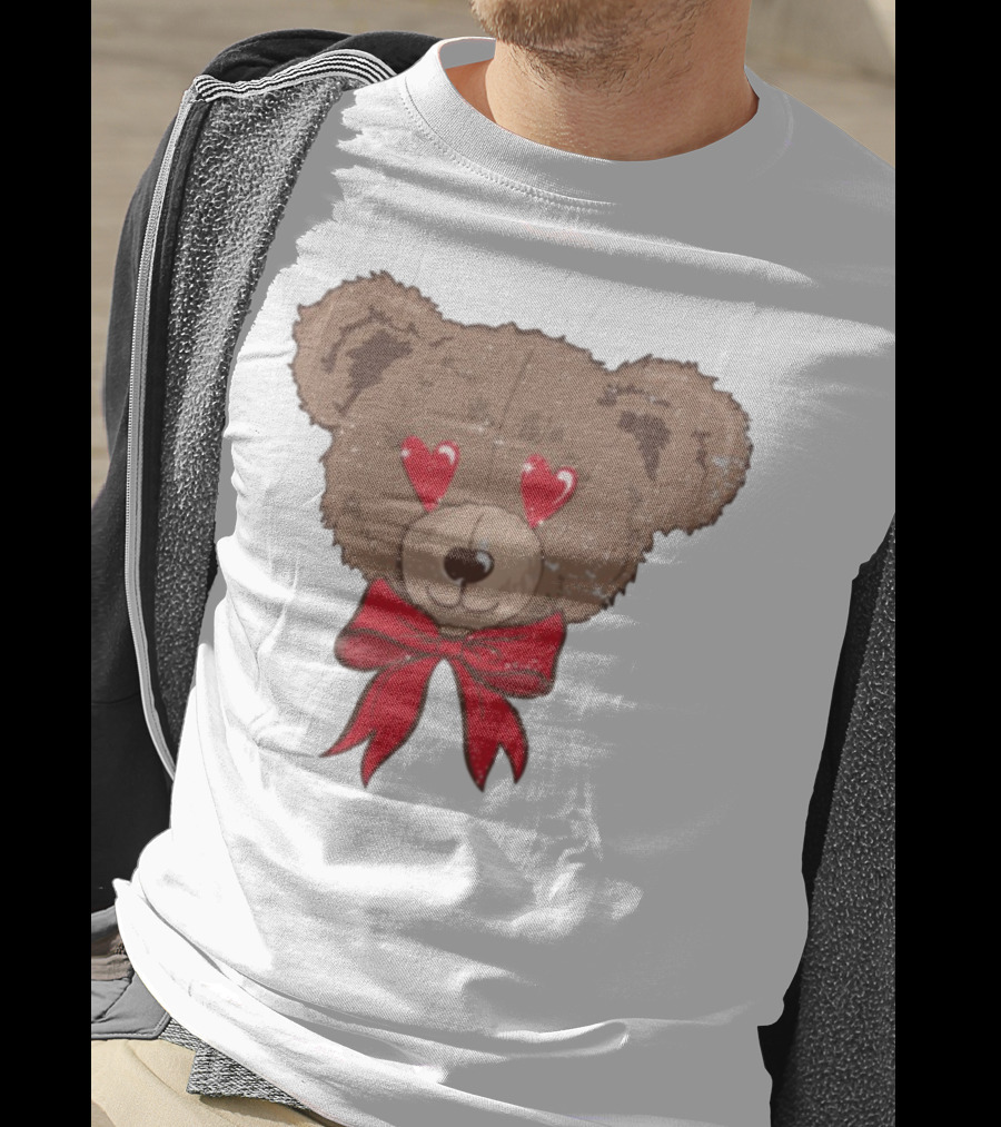 I Love You Beary Much Heart Eyes Teddy Bear Red Bow T-Shirt