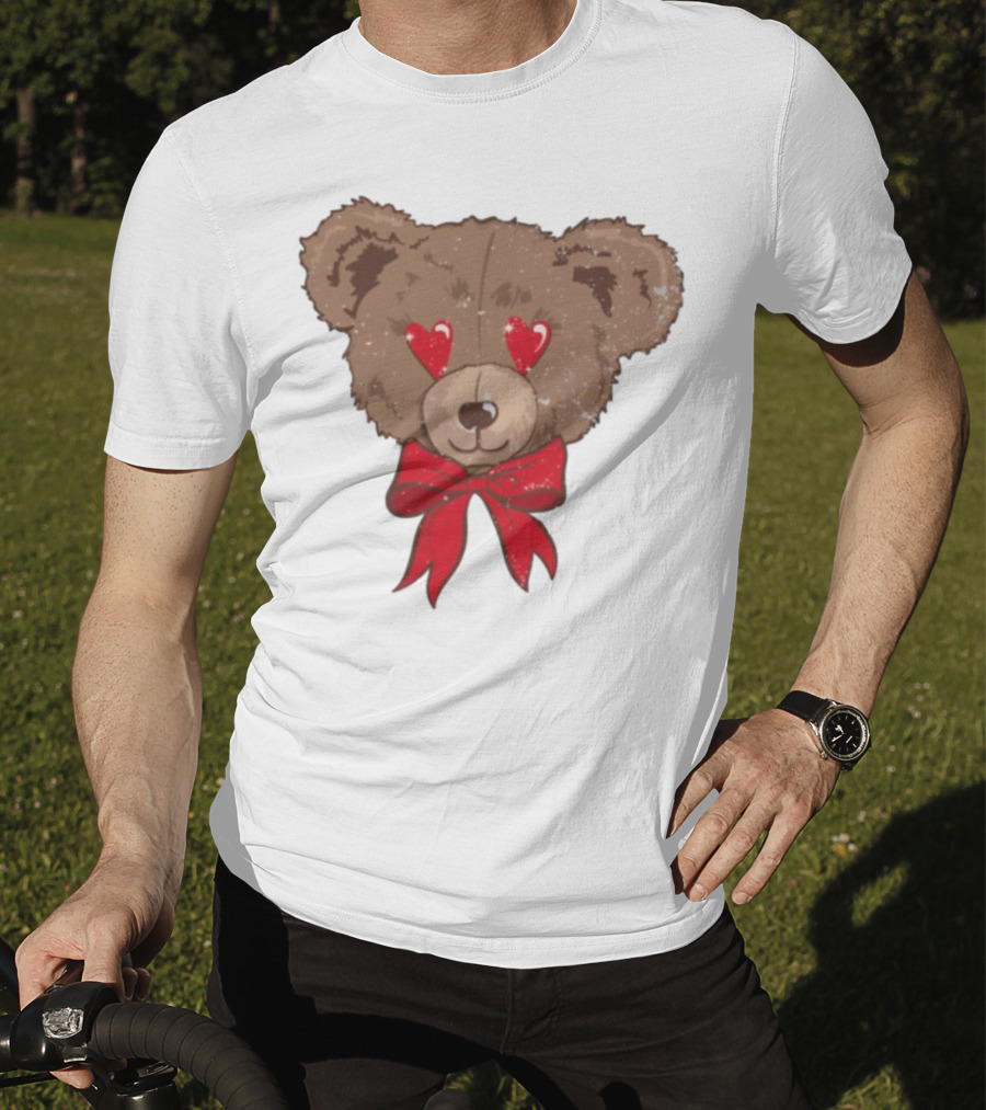 I Love You Beary Much Heart Eyes Teddy Bear Red Bow T-Shirt