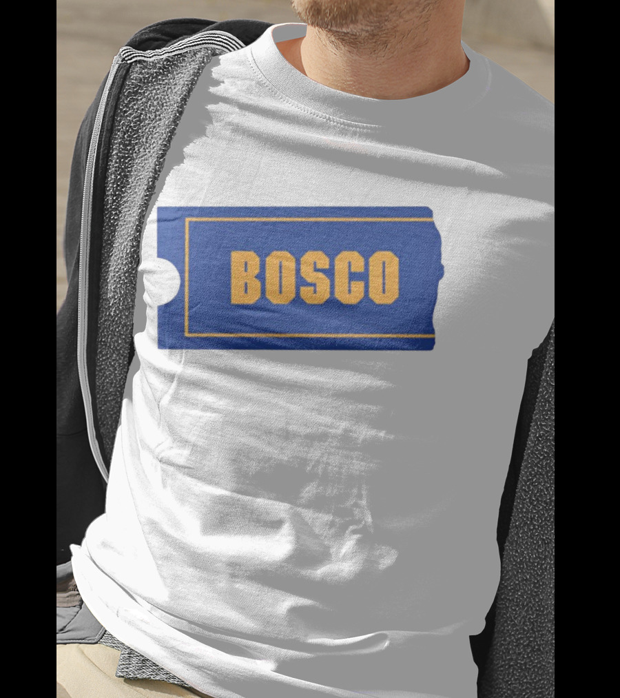 Bosco Blue Ticket Style Bold Text Design T-Shirt