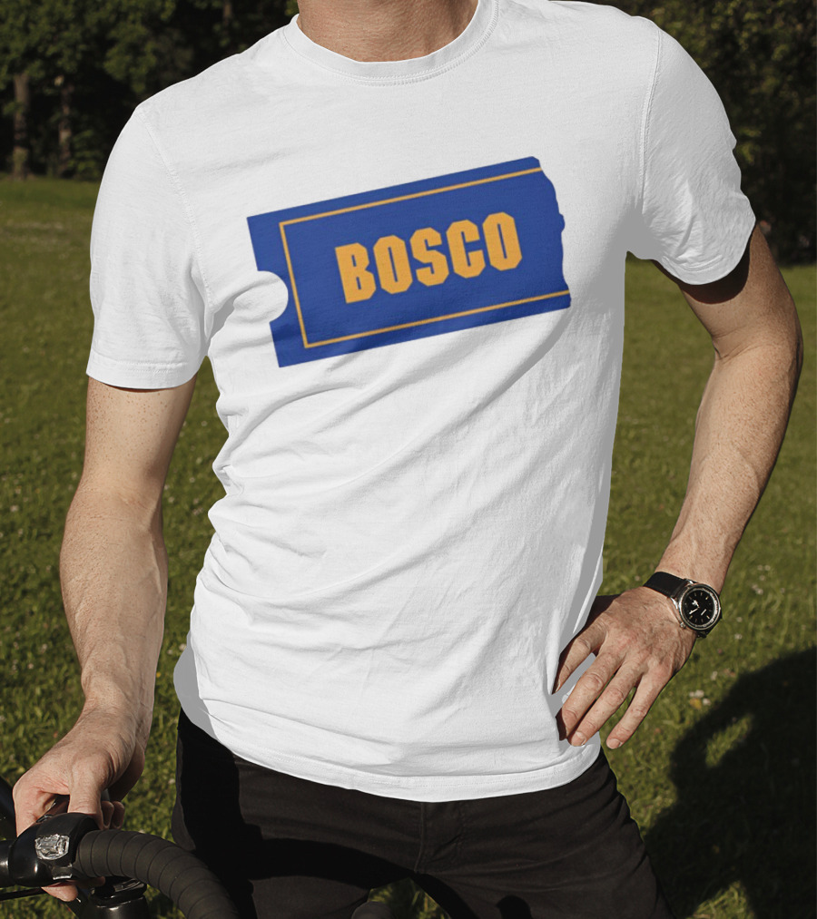Bosco Blue Ticket Style Bold Text Design T-Shirt