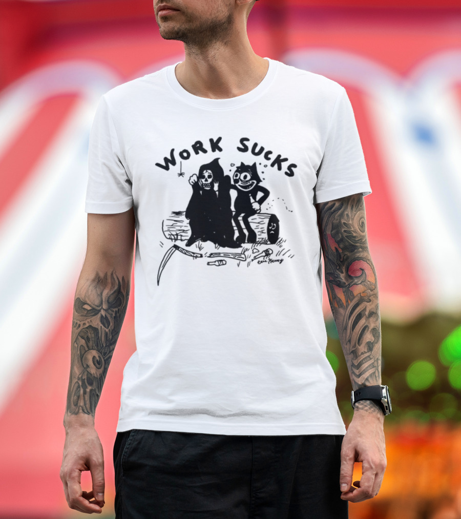 Heavyslime Work Sucks Garfield Monday Blues T-Shirt