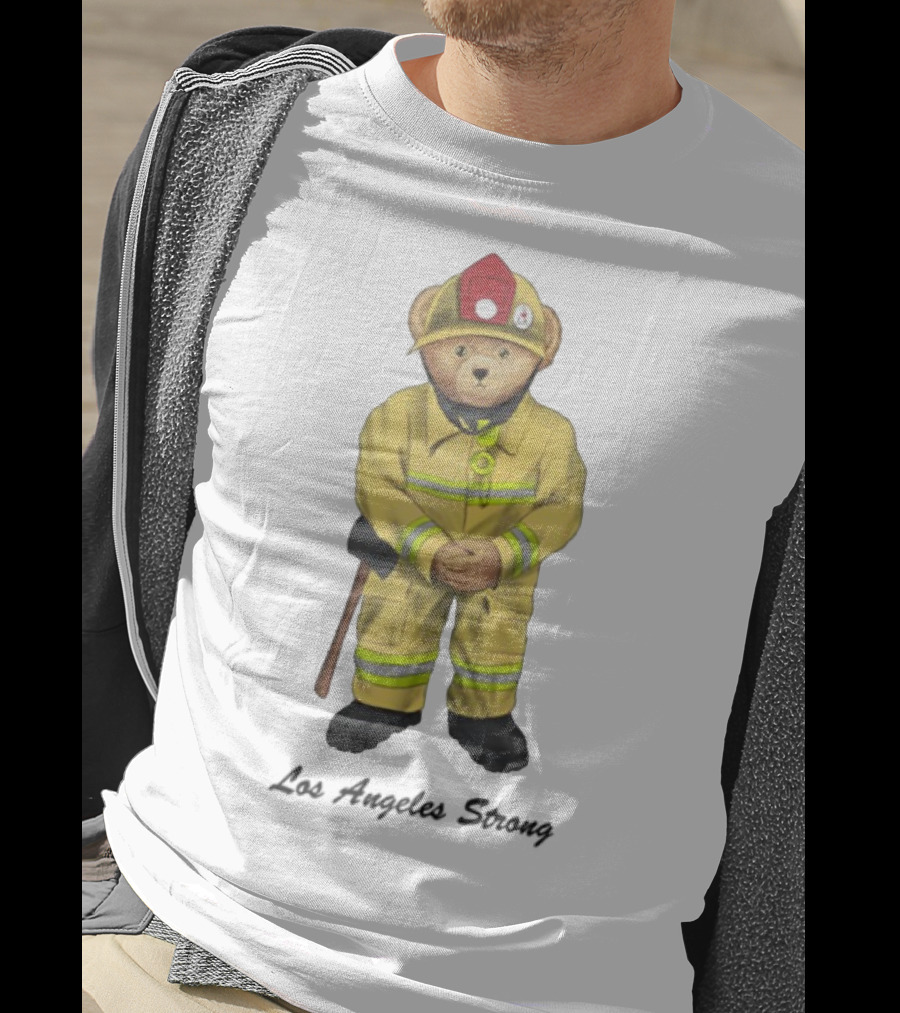 Michael Cherman Firefighter Bear Support Los Angeles Strong T-Shirt