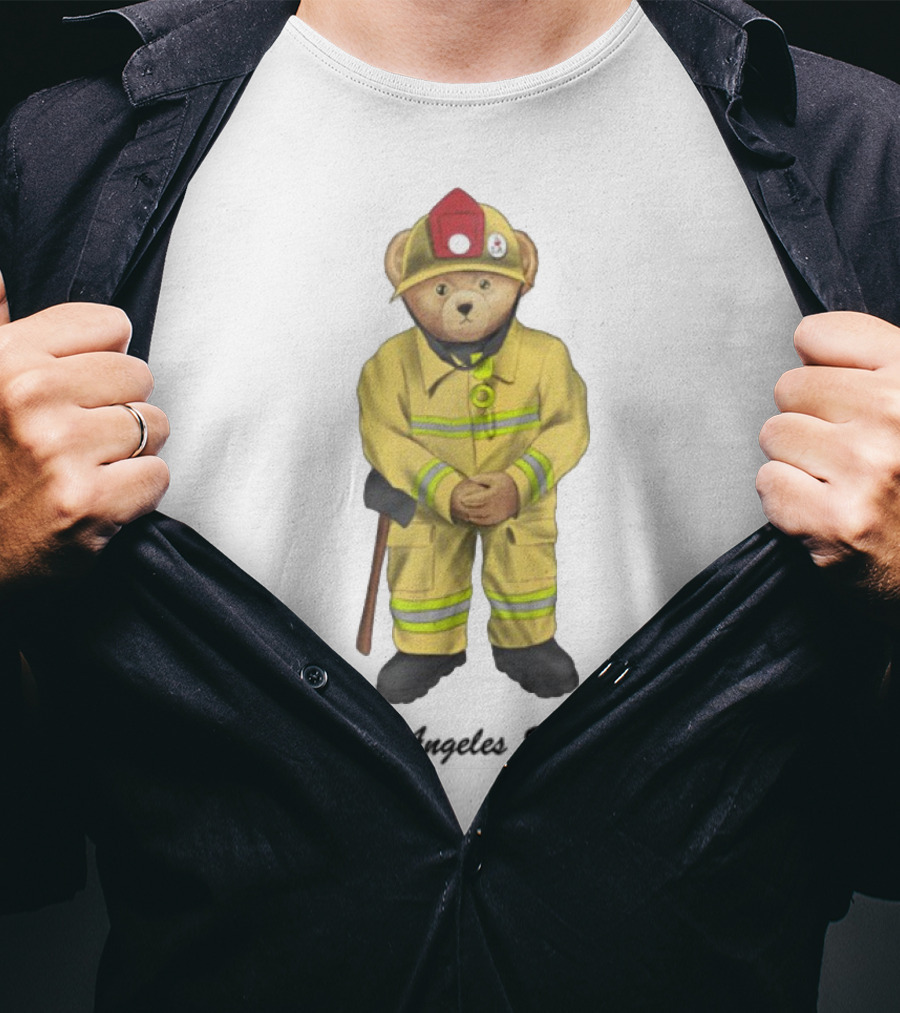Michael Cherman Firefighter Bear Support Los Angeles Strong T-Shirt