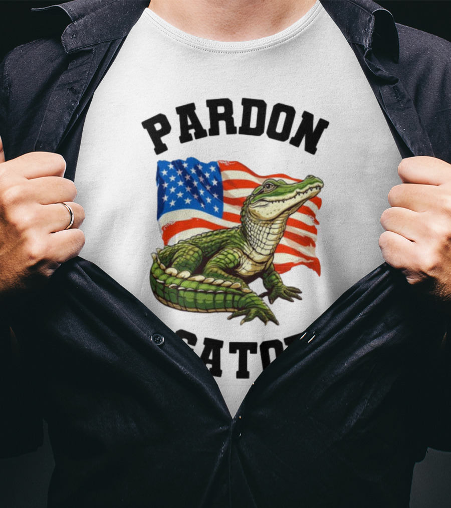 Patriotic American Flag Alligator Pardon Gator T-Shirt