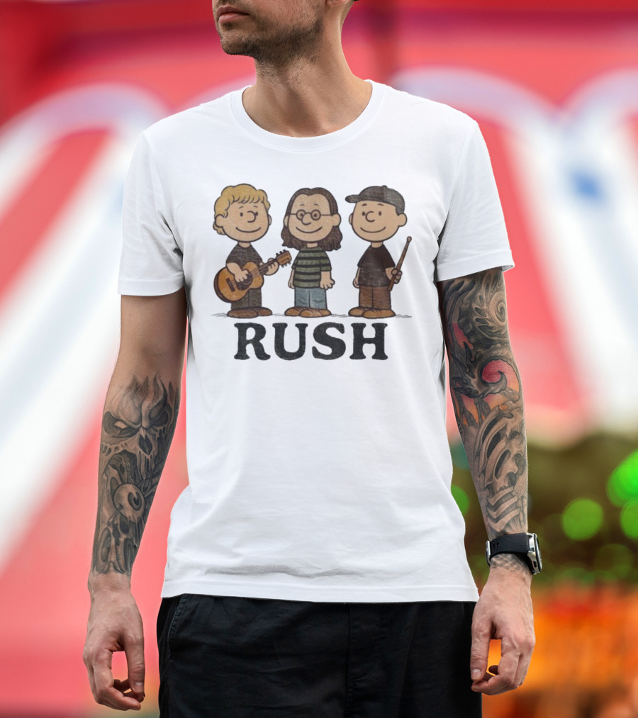 Charlie Brown Peanuts Characters Styled As Rush Band Members T-Shirt