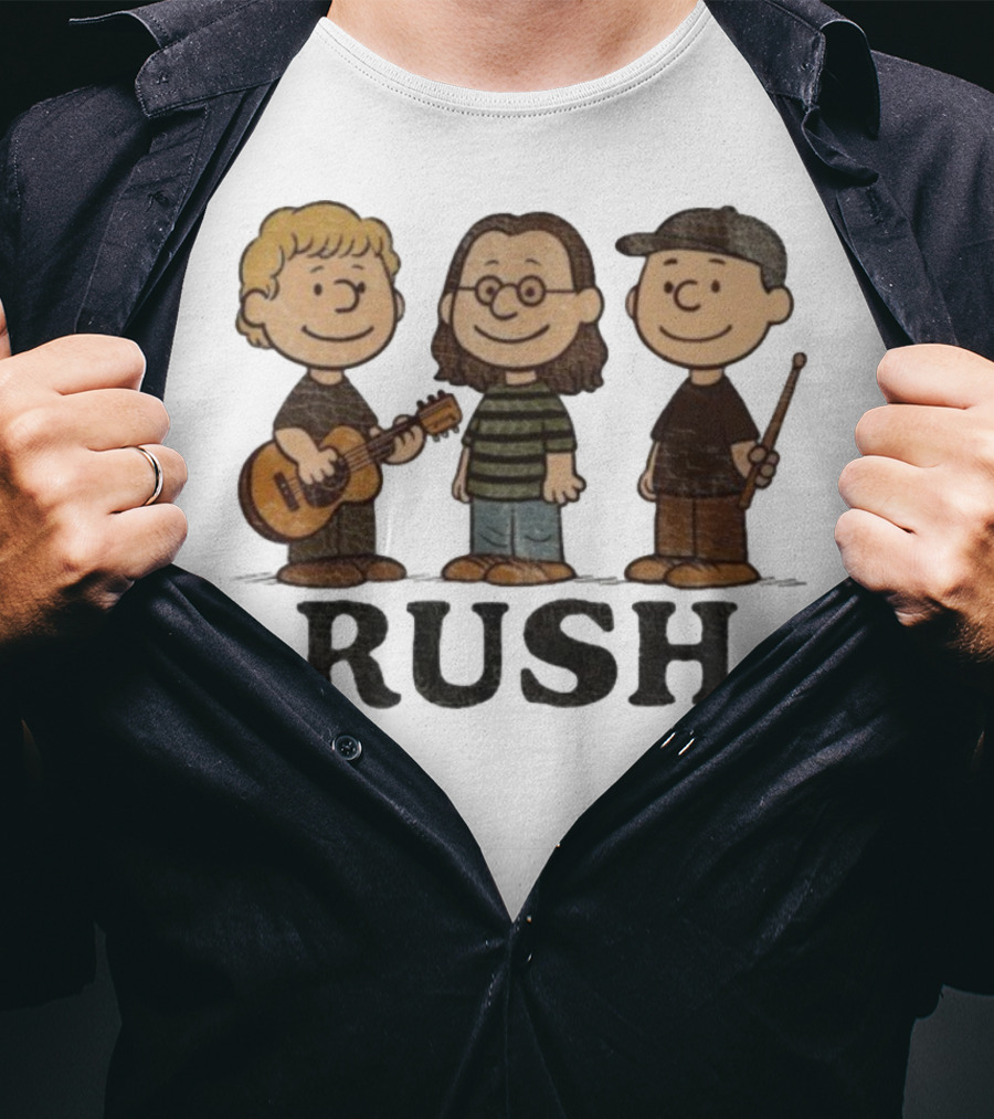 Charlie Brown Peanuts Characters Styled As Rush Band Members T-Shirt