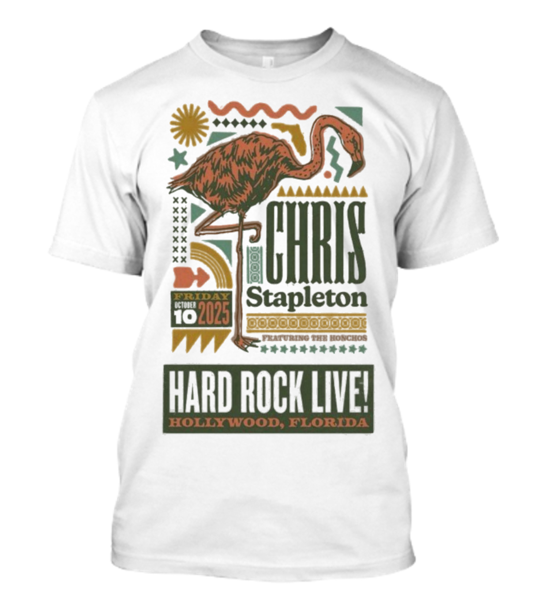 Chris Stapleton Hard Rock Live Hollywood Florida Friday 10 2025 Flamingo T-Shirt