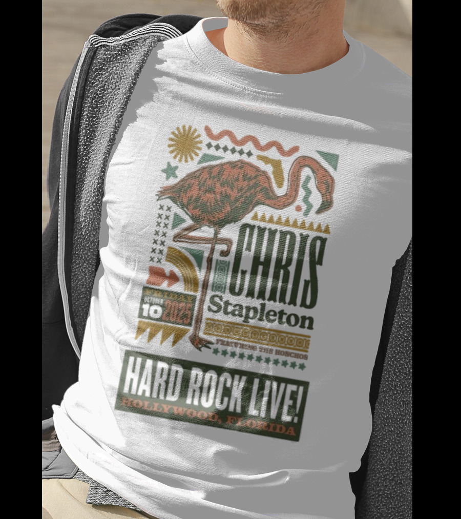 Chris Stapleton Hard Rock Live Hollywood Florida Friday 10 2025 Flamingo T-Shirt