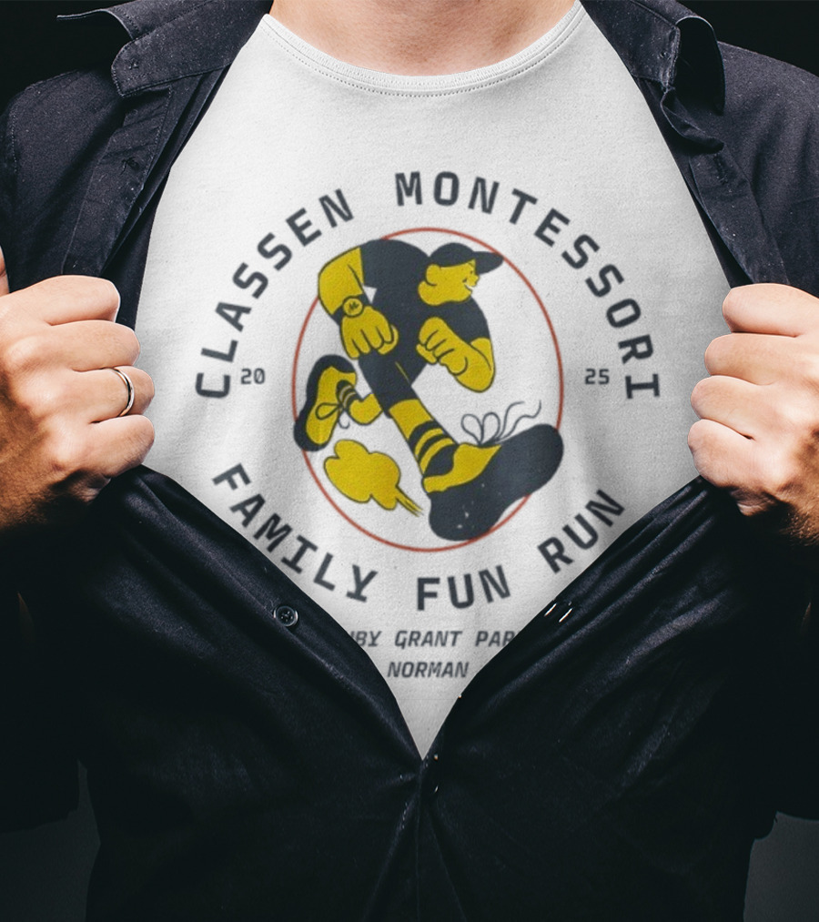 Classen Montessori Family Fun Run 2025 Runnin' Rabbit Ruck Grant Park Norman T-Shirt