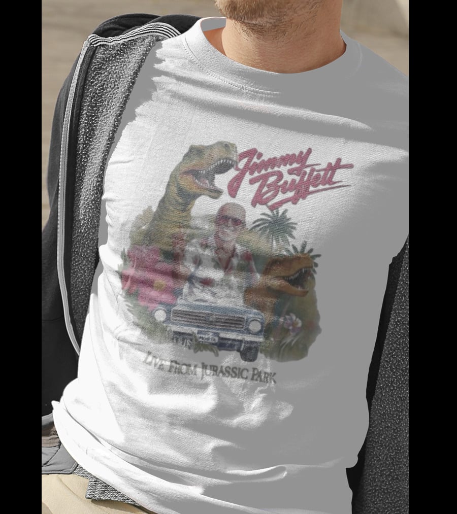 Jimmy Buffett Tropical Dino Adventure With T-Rex And Velociraptor T-Shirt